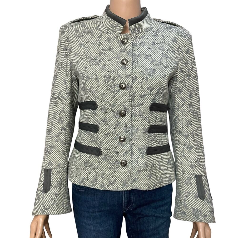 ID Collection Military Band Leader Jacket Blazer 6 Button Down Wool Blend Woven